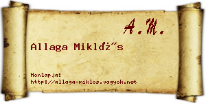 Allaga Miklós névjegykártya